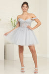 Load image into Gallery viewer, LA Merchandise LA2091 Floral Applique Glitter Hoco Dress - SILVER - Dress LA Merchandise