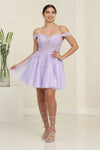 Load image into Gallery viewer, LA Merchandise LA2099 Lace Appliqued Short A-line Homecoming Dress - LILAC - Dress LA Merchandise