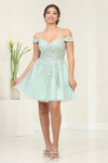 Load image into Gallery viewer, LA Merchandise LA2099 Lace Appliqued Short A-line Homecoming Dress - SAGE - Dress LA Merchandise