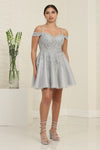 Load image into Gallery viewer, LA Merchandise LA2099 Lace Appliqued Short A-line Homecoming Dress - SILVER - Dress LA Merchandise
