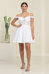 Load image into Gallery viewer, LA Merchandise LA2099 Lace Appliqued Short A-line Homecoming Dress - WHITE - Dress LA Merchandise