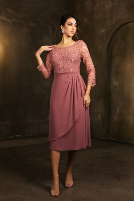 LA Merchandise LA2100 Modest Tea Length Short Mother of Bride Dress