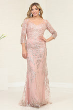 Load image into Gallery viewer, LA Merchandise LA2101 Sheer Floral V-Neck Mother of the Bride Dress - ROSE GOLD - Dress LA Merchandise