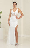 Load image into Gallery viewer, Wholesale Engagement Gown V-Neck Sleeveless Sheath Dress By LA2102 - IVORY - Dresses LA Merchandise, Inc.