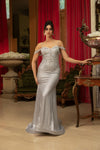 Load image into Gallery viewer, Wholesale Evening Gown Cold Shoulder Sheath Dress By LA2103 - SILVER - Dresses LA Merchandise, Inc.