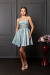 Load image into Gallery viewer, Wholesale Semi Formal Hoco Short V-Neck A-Line Dress By LA2107 - SAGE - Dress LA Merchandise