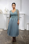 Load image into Gallery viewer, Wholesale Mother Of The Bride A-Line V-Neck Semi-Formal Dress By LA2108 - SAGE - Dress LA Merchandise