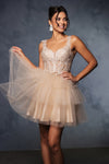 Load image into Gallery viewer, Wholesale Cocktail A-Line Spaghetti Strap Semi Formal Dress By LA2116 - CHAMPAGNE - Dress LA Merchandise