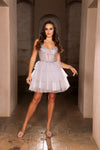 Load image into Gallery viewer, Wholesale Cocktail A-Line Spaghetti Strap Semi Formal Dress By LA2116 - SILVER - Dress LA Merchandise