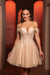 Load image into Gallery viewer, Wholesale Semi Formal Off The Shoulder A-Line Dress By LA2117