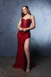Load image into Gallery viewer, Wholesale Formal Dress Sequin Sweetheart Neck Evening Gown By LA2118 - RED - Dresses LA Merchandise, Inc.
