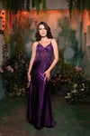 Load image into Gallery viewer, Wholesale Evening Gown V-Neck Spaghetti Strap Sheath Dress By LA2122 - EGGPLANT - Dress LA Merchandise