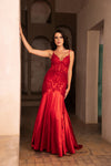 Load image into Gallery viewer, Wholesale Pageant Dress V-Neck Spaghetti Strap Evening Gown By LA2123 - RED - Dress LA Merchandise
