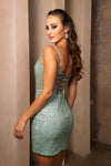 Load image into Gallery viewer, Wholesale Semi-Formal V-Neck Spaghetti Strap Party Dress By LA2128