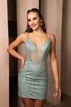 Load image into Gallery viewer, Wholesale Semi-Formal V-Neck Spaghetti Strap Party Dress By LA2128