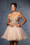 Load image into Gallery viewer, Wholesale Graduation Off Shoulder Sleeveless Hoco Dress By LA2129