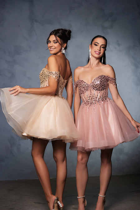 Wholesale Graduation Off Shoulder Sleeveless Hoco Dress By LA2129