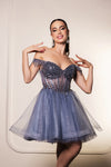 Load image into Gallery viewer, Wholesale Graduation Off Shoulder Sleeveless Hoco Dress By LA2129