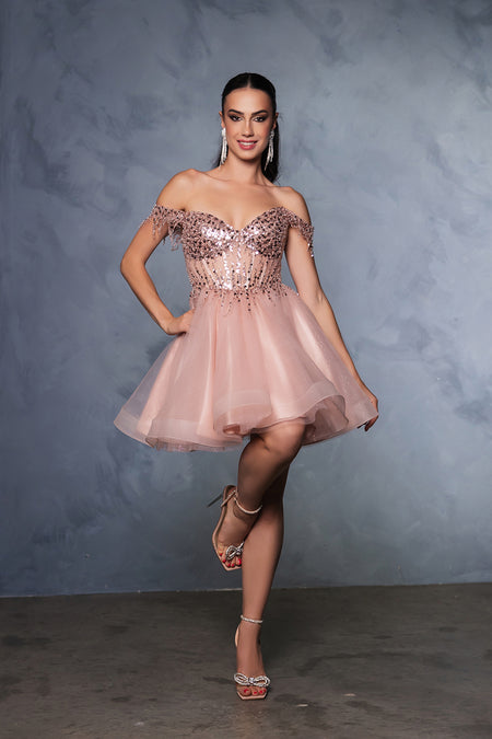 Wholesale Graduation Off Shoulder Sleeveless Hoco Dress By LA2129