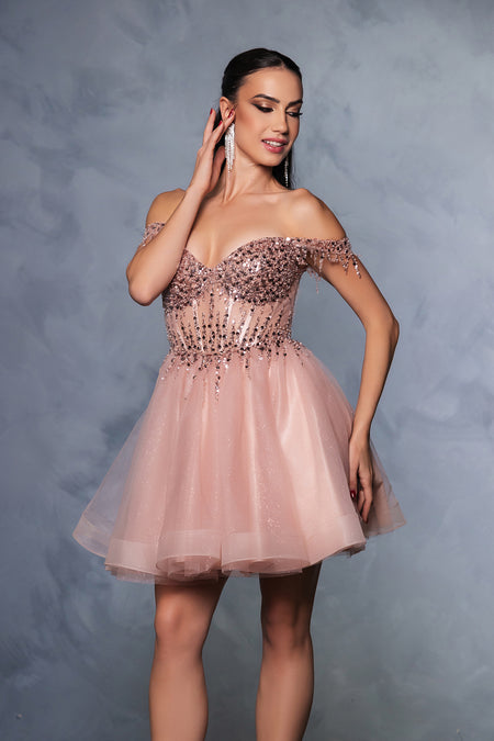 Wholesale Graduation Off Shoulder Sleeveless Hoco Dress By LA2129