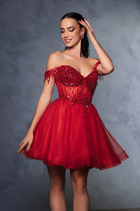 Wholesale Graduation Off Shoulder Sleeveless Hoco Dress By LA2129