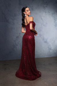 Wholesale Gala Dress Prom Off-Shoulder Sequin Sheath Gown By LA2132