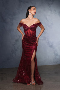 Wholesale Gala Dress Prom Off-Shoulder Sequin Sheath Gown By LA2132