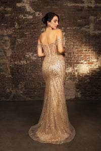 Wholesale Gala Dress Prom Off-Shoulder Sequin Sheath Gown By LA2132