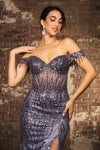 Load image into Gallery viewer, Wholesale Gala Dress Prom Off-Shoulder Sequin Sheath Gown By LA2132