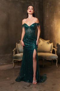 Wholesale Gala Dress Prom Off-Shoulder Sequin Sheath Gown By LA2132