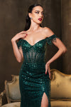 Load image into Gallery viewer, Wholesale Gala Dress Prom Off-Shoulder Sequin Sheath Gown By LA2132