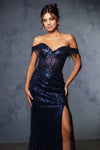Load image into Gallery viewer, Wholesale Gala Dress Prom Off-Shoulder Sequin Sheath Gown By LA2132