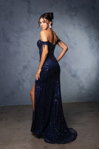 Wholesale Gala Dress Prom Off-Shoulder Sequin Sheath Gown By LA2132