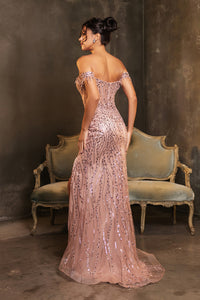 Wholesale Gala Dress Prom Off-Shoulder Sequin Sheath Gown By LA2132
