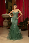 Load image into Gallery viewer, Wholesale Sexy Gown Sweetheart Ruffled Mermaid Formal Dress By LA2134 - SAGE - Dress LA Merchandise