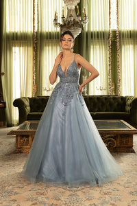 Wholesale Special Occasion Dress Plunging Neck A-Line Dress By LA2135