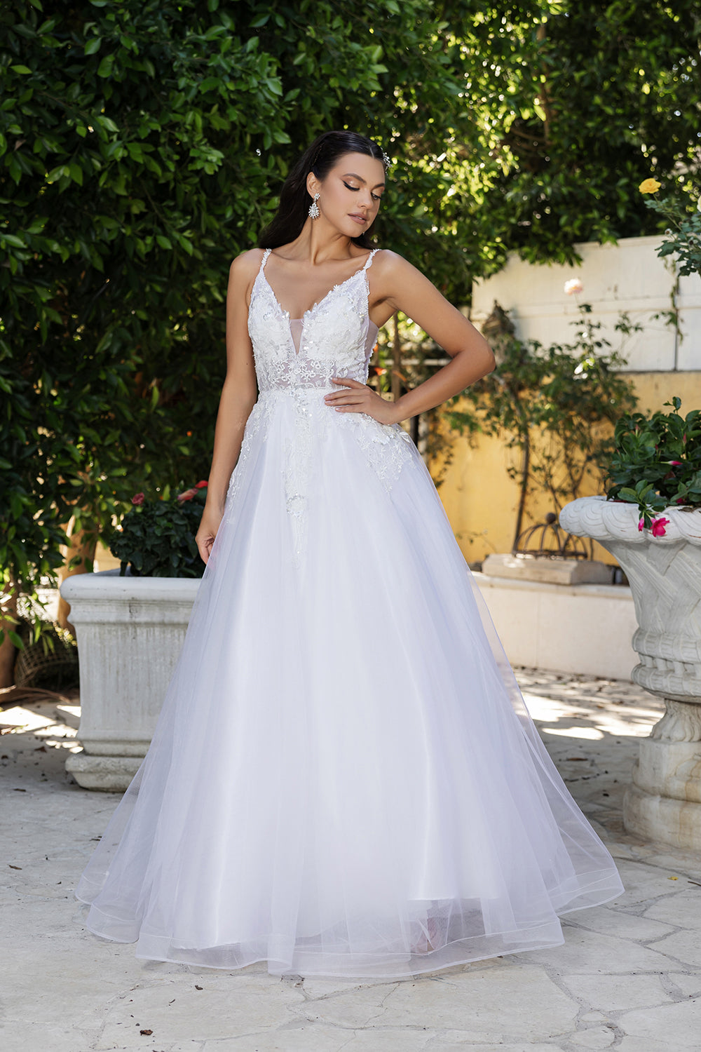 Wholesale Engagement Dress Plunging Neck A-Line Dress By LA2135