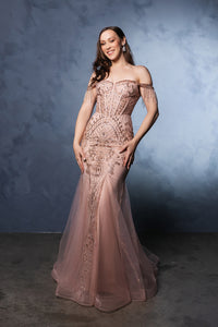 Wholesale Formal Dress Off-Shoulder Mermaid Sequin Gala Gown By LA2136