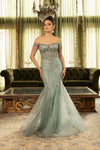 Load image into Gallery viewer, Wholesale Formal Dress Off-Shoulder Mermaid Sequin Gala Gown By LA2136 - SAGE - Dress LA Merchandise
