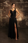 Load image into Gallery viewer, Wholesale Evening Dress Plunging V-Neck High Slit By LA2137