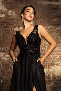 Wholesale Evening Dress Plunging V-Neck High Slit By LA2137