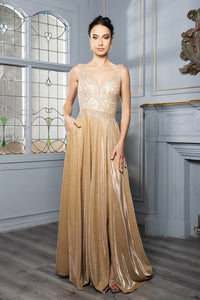 Wholesale Evening Dress Plunging V-Neck High Slit By LA2137