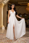 Load image into Gallery viewer, LA2137 Wholesale Ivory Lace Appliqué A-Line Wedding Dress with Pockets &amp; Shimmer Chiffon Skirt - - Wedding Dress LA Merchandise