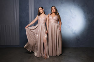 Wholesale Evening Dress Plunging V-Neck High Slit By LA2137