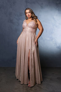 Wholesale Evening Dress Plunging V-Neck High Slit By LA2137