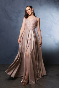 Wholesale Evening Dress Plunging V-Neck High Slit By LA2137