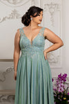 Load image into Gallery viewer, Wholesale Evening Dress Plunging V-Neck High Slit By LA2137 - - Dress LA Merchandise