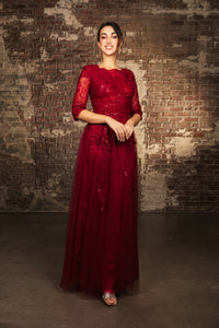 Wholesale Mother Of The Bride Dress 3/4 Sleeves Formal Gown By LA2143