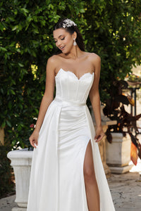 Wholesale Wedding Dress Strapless High Slit A-Line Gown By LA2144