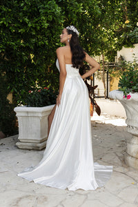 Wholesale Wedding Dress Strapless High Slit A-Line Gown By LA2144